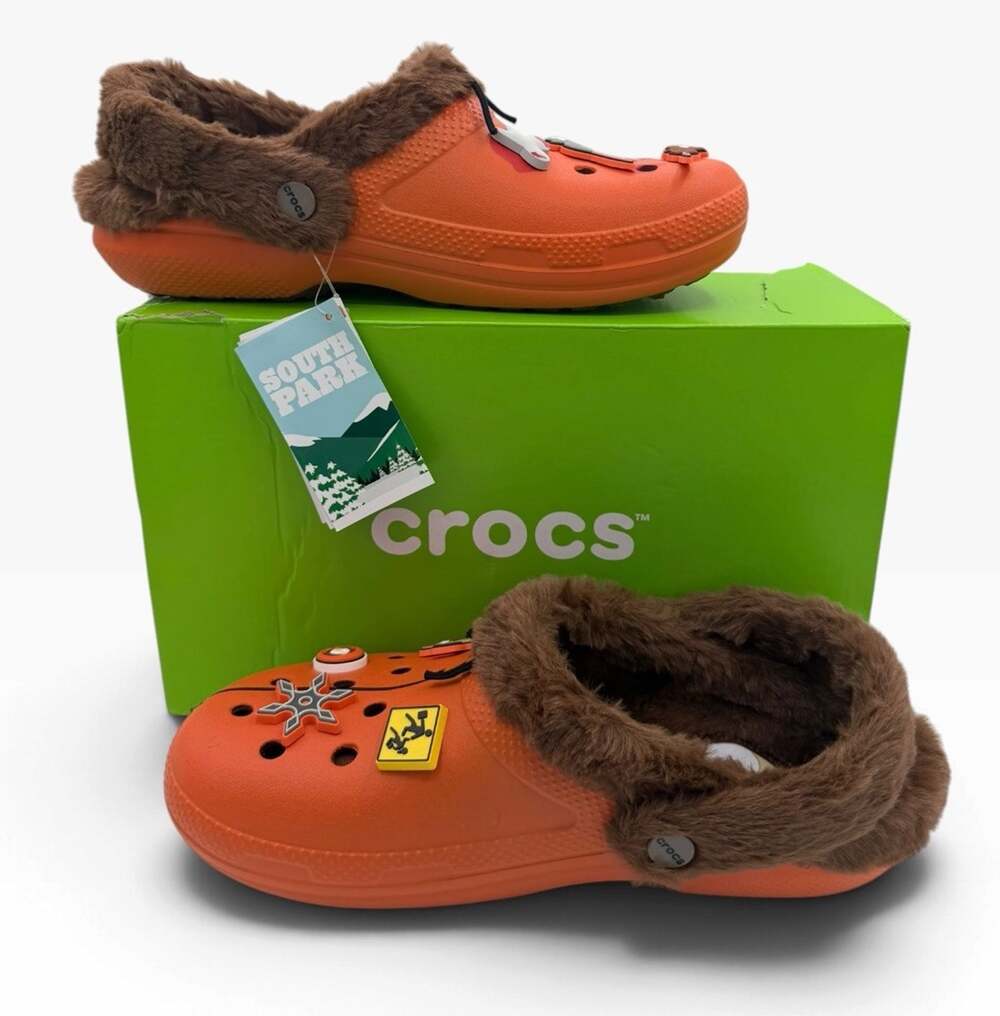 Crocs South Park Kenny Lined Faux Fur Clog Slippers Mens 9 Orange/Brown DS OG Al